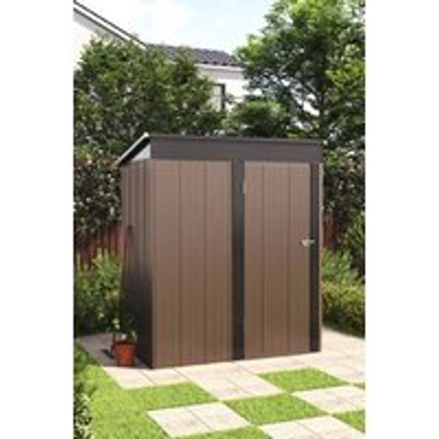 Living And Home Metal Garden Storage Shed With Lockable Door, 5 X 3 Ft Rustic Brown Tool Shed, Weatherproof & Uv-Resistant Design For Outdoor Tools & Machinery - One Size