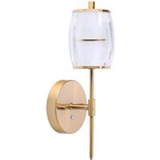 Satin Gold Wireless Rechargeable Touch Dimmer Wall Light with Clear Glass Shade - One Size