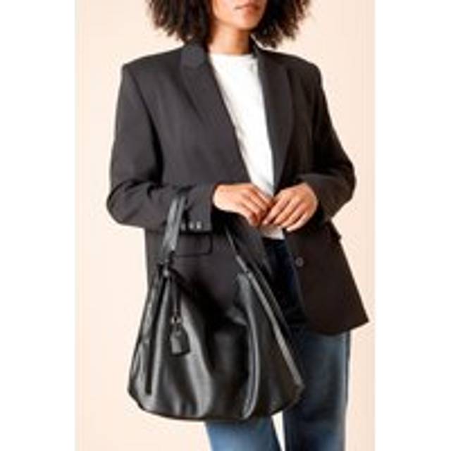 Womens Stockholm Faux Leather Slouch Shoulder Bag With Crossbody Strap - Black - One Size