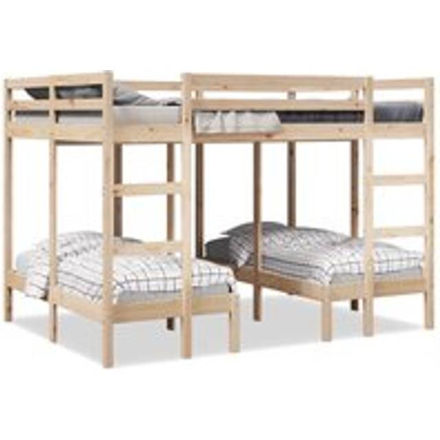 Triple Bunk Bed Frame 140x200/70x140 cm Solid Wood Pine - Brown - One Size