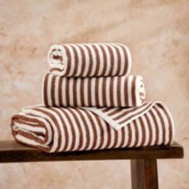 Yard Hebden Striped Cotton Towel Pecan - Brown/White