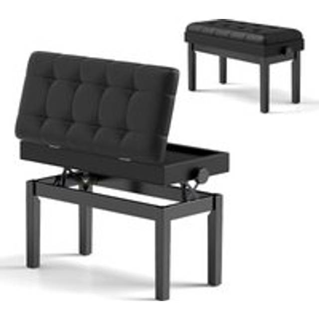 Duet Piano Bench with Storage Adjustable Padded Piano Stool Black - One Size
