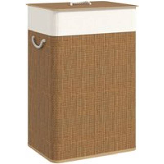 HOMCOM Laundry Hamper with Removable Washable Liner Bag, Brown, Brown
