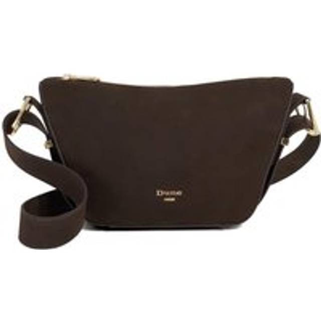 'Delicately' Suede Cross Body Bag - Dark Brown - One Size
