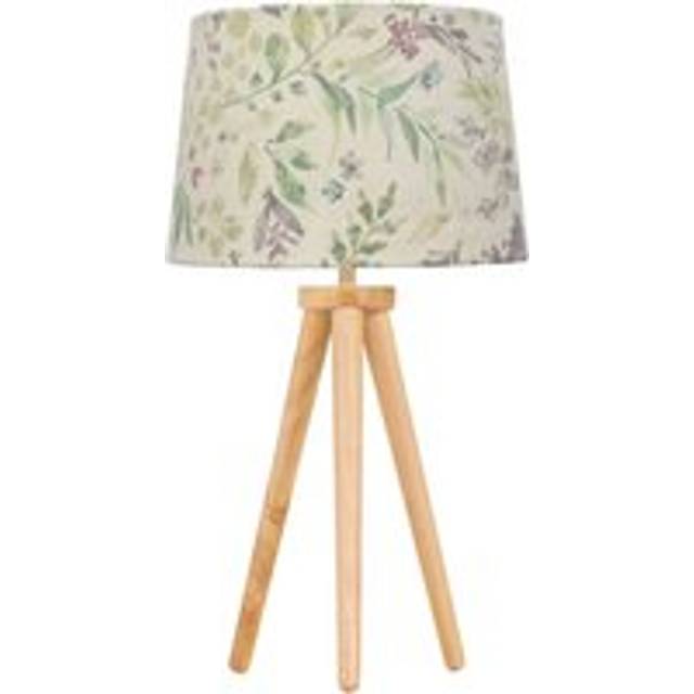 Voyage - Light Oak Table Lamp or Bedside Light with Floral Shade - Brown - One Size