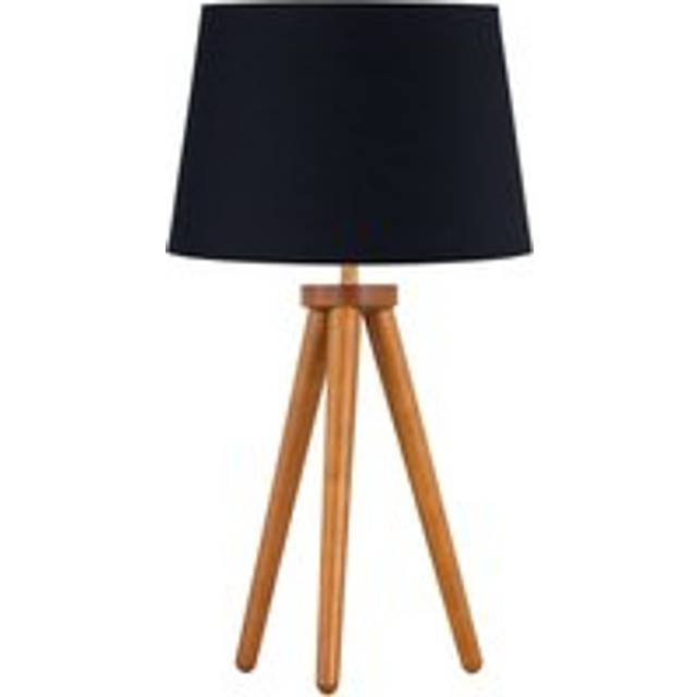 Voyage - Dark Oak Table Lamp or Bedside Light with Black Shade - Brown - One Size
