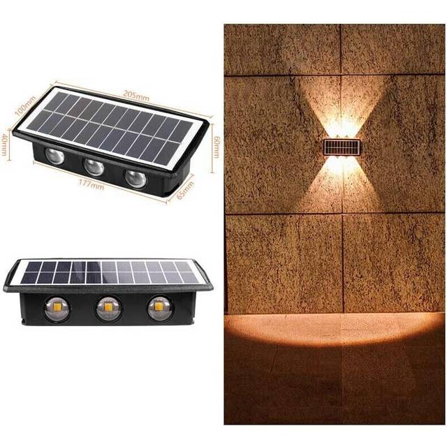 (R:1pc) Solar Wall Light Garden Courtyard Light Waterproof Up And Down Luminous Light