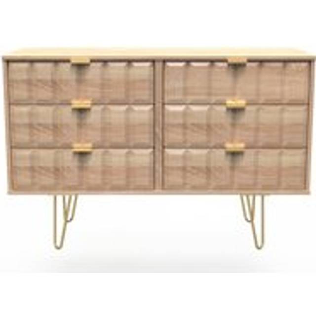 Cube Large Chest of Drawers Oak 6 Drawers 115cm