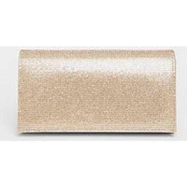 Womens Gold Diamante Rectangle Clutch - Metallics - One Size