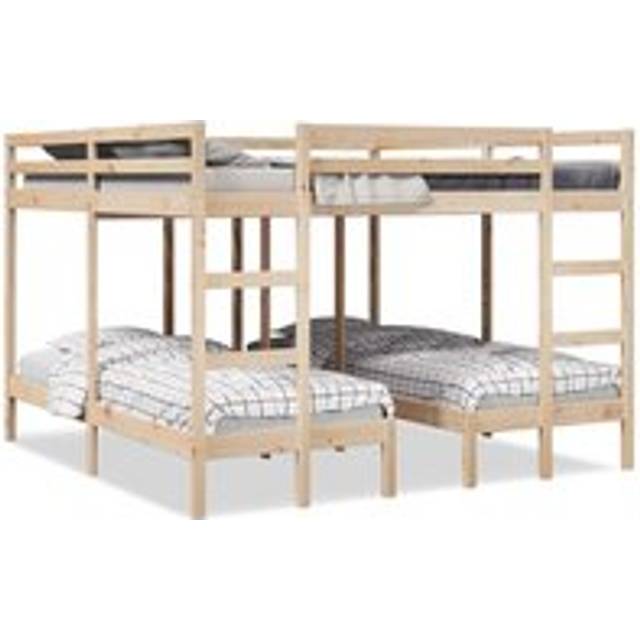 Triple Bunk Bed Frame 140x200/70x140 cm Solid Wood Pine - Brown - One Size