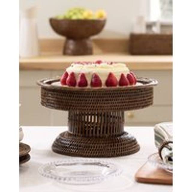 Premium Natural Rattan Brown Display Cake Stand - One Size