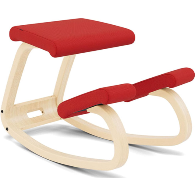 Varier Variable Balans, Original Kneeling Chair, Ergonomic Office Chair, Natural/Red, 10-Year Limited Warranty, Designed by Peter Opsvik