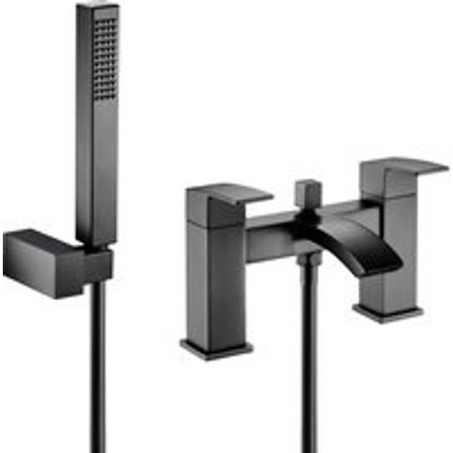 Contemporary Bath Shower Mixer Tap with Shower Kit - Matt Black