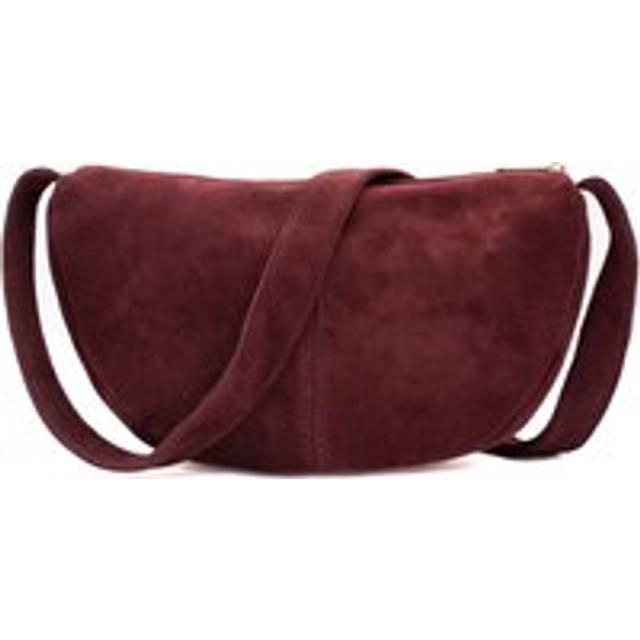 Premium Genuine Italian Suede Leather Crossbody Bag - Burgundy - One Size