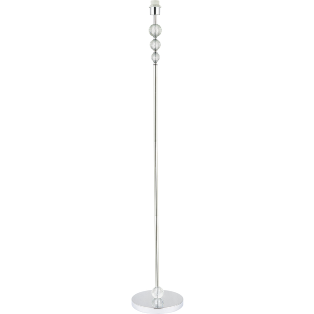 Modern designer chrome floor lamp base with clear crystal glass faceted spher...