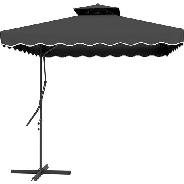 Alfresco 2.5m Cantilever Garden Parasol Umbrella with Cross Base, Black, none