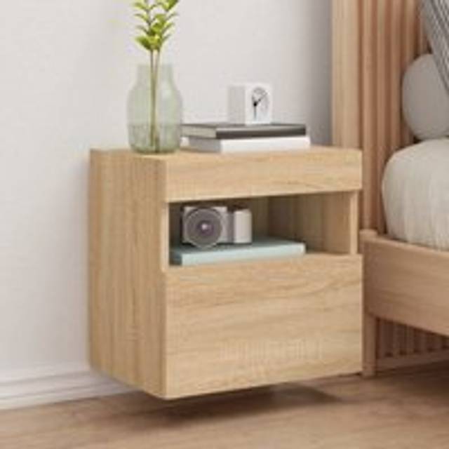TV Wall Cabinets with LED Lights 2 pcs Sonoma Oak 40x30x40 cm - Brown - One Size
