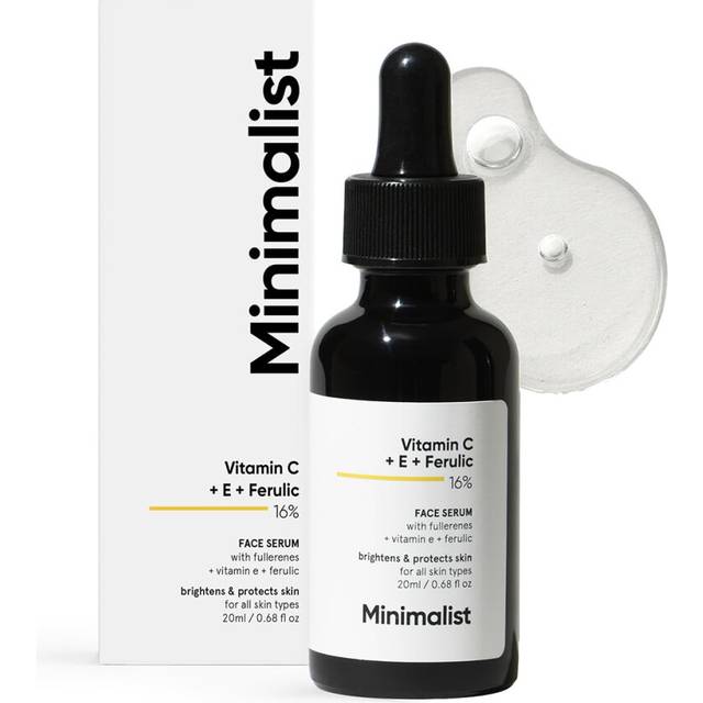 Minimalist 16% Vitamin C Serum With Vitamin E & Ferulic Acid to Enhance Brightness, White, 20 ml (Pack of 1)