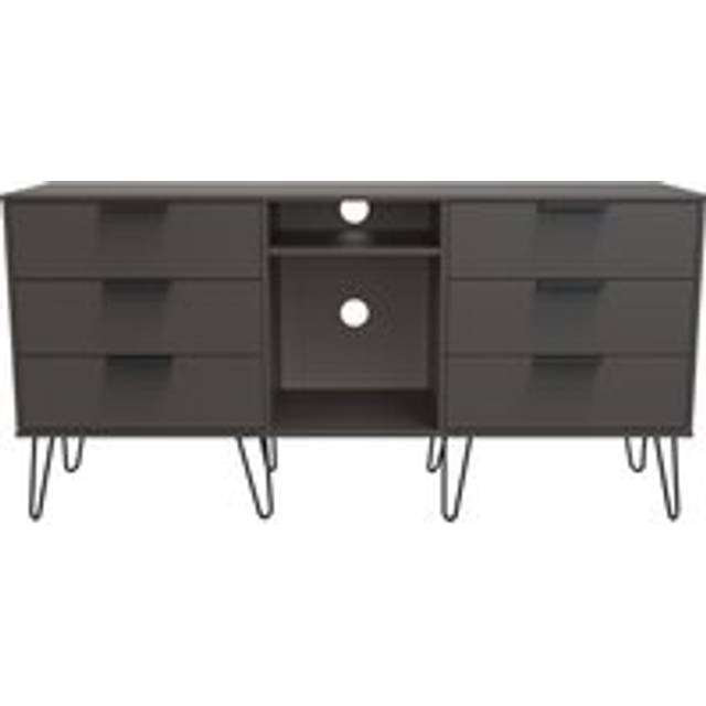 Hong Kong C Large Sideboard Black 2 Shelves 6 Drawers 152cm