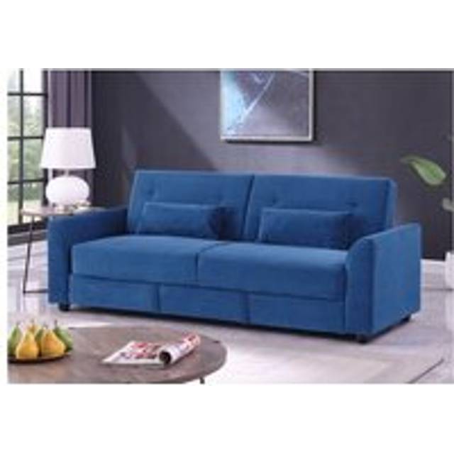 Verona 3-Seater Clic Clac SofaBed, Ribbed Fabric, Large Hidden Storage, Space Saving Sofa, with Pocket Spring Seats - Blue