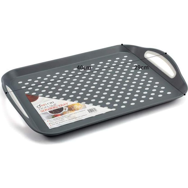 DIVCHI 2x Set of Anti-Slip Rectangular Non-Slip Top and Bottom Plastic Dinner/Drinks Serving Tray with High Grip Rubber Surface