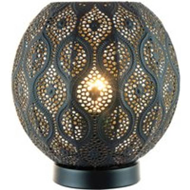 Floral Moroccan Table Lamp in Matte Black Traditional and Vintage Design - One Size