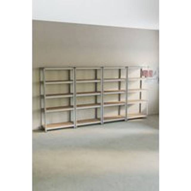 Home Vida 5 Tier Garage Shelf Galvanised Storage - Set of 2/3/4 - Metallic Silver - 3 Pack