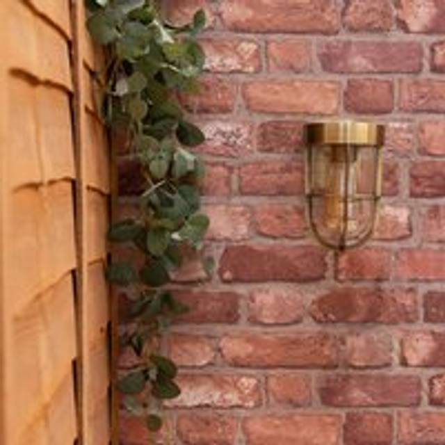 Fanar Lantern IP44 Rated Bathroom Outdoor Wall Light with LED Bulb - Gold - One Size