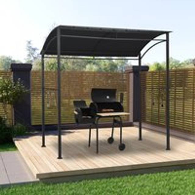BBQ Gazebo 215x150x220 cm Anthracite Steel - Black - One Size