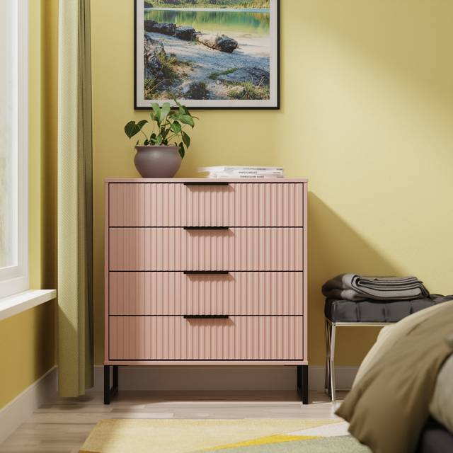 Fluted 4 Drawer Chest in Kobe Pink - Ready Assembled - Lewis's Home | TJ Hughes