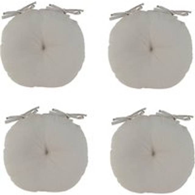 Set of 4 Grey Round Outdoor Chair Seat Pad Garden Cushions (Dia) 40cm - 40cm x 40cm