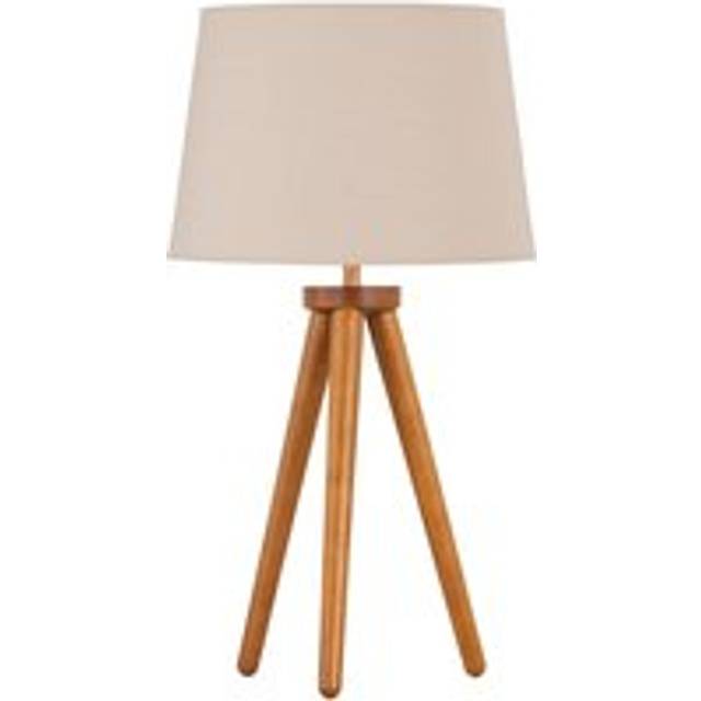 Voyage - Dark Oak Table Lamp or Bedside Light with Natural Shade - Brown - One Size