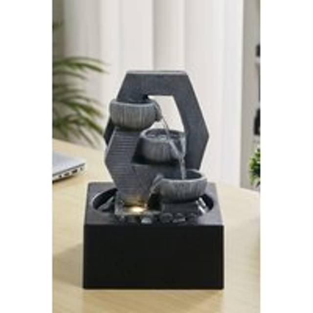 Cascade Feature Tabletop Water Fountain with LED Light - Grey - One Size
