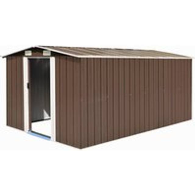 Garden Shed 257x392x181 cm Metal Brown - One Size
