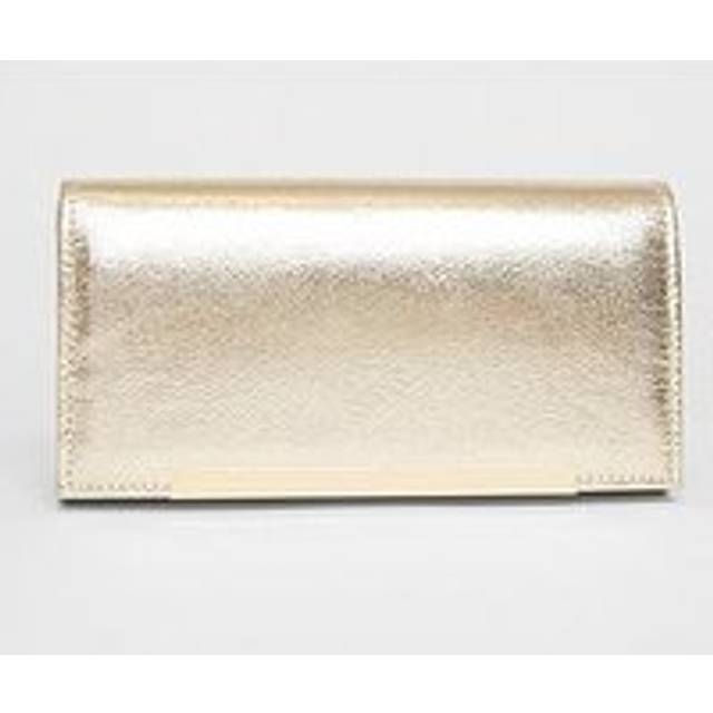 Womens Gold Metallic Clutch Bag - Metallics - One Size