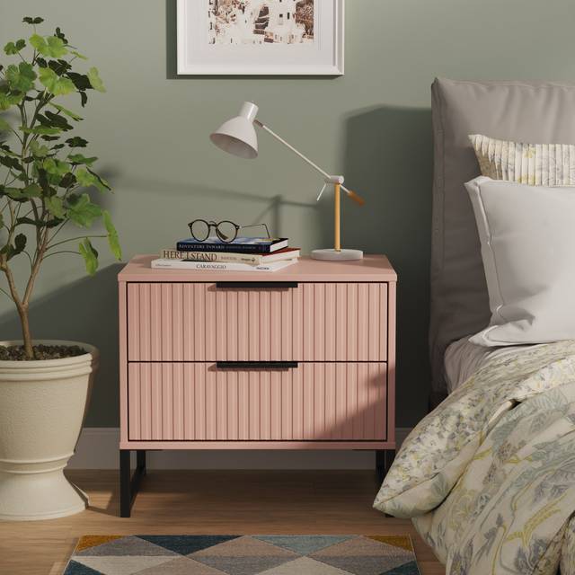 Fluted 2 Drawer Side Table in Kobe Pink - Ready Assembled - Lewis's Home | TJ Hughes