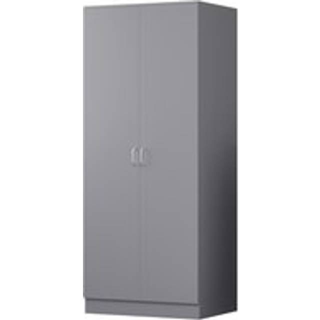 2 Door Double Wardrobe Grey Scratch Resistant Storage - One Size