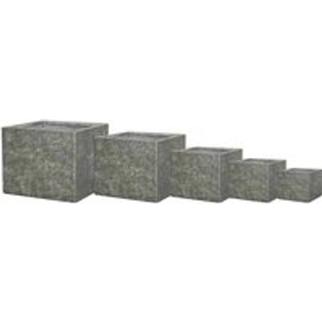 Traditional Moss Effect Fibreglass Square Patio Planter in Charcoal 44cm - Grey - One Size