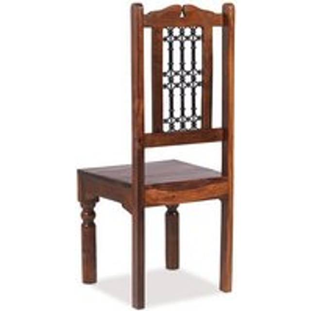Pair of Jaipur Sheesham Capsule High Back Jali Chairs - Brown - One Size