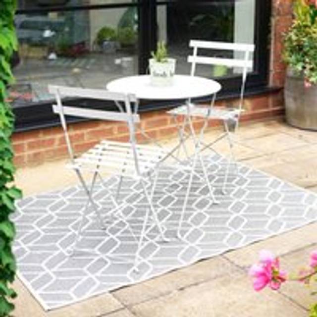 Manarola 3 Piece Garden Foldable Metal Bistro Set - White - One Size
