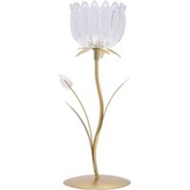 Single Stem Candle Holder WIth Clear Glass On Gold Base - One Size
