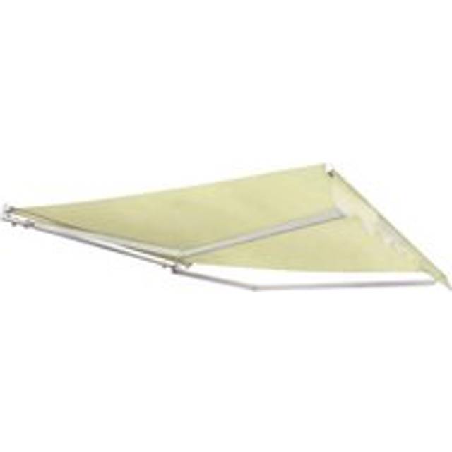 Retractable Manual Half Cassette Sun Shade Garden Patio Awning 4m x 4m - Off White - One Size
