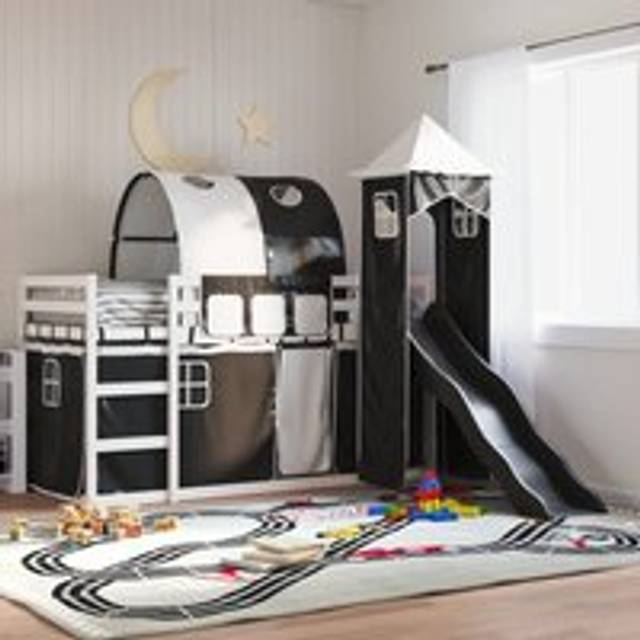 Bunk Bed without Mattress with Slide White and Black 90x200 cm - One Size