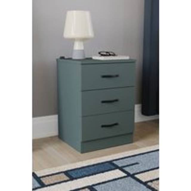 Vida Designs Riano 3 Drawer Bedside Cabinet Chest of Drawers - Green - One Size