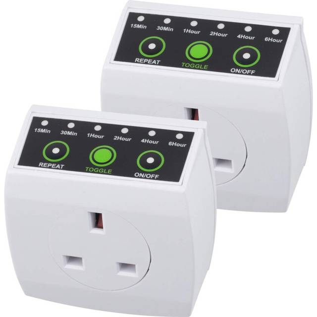 Countdown Timer Plug, Energy Saving Timers Switch with Repeat Function, 15/30 Min 1/2/4/6 Hour Run Down Timer Socket, 2 Pack