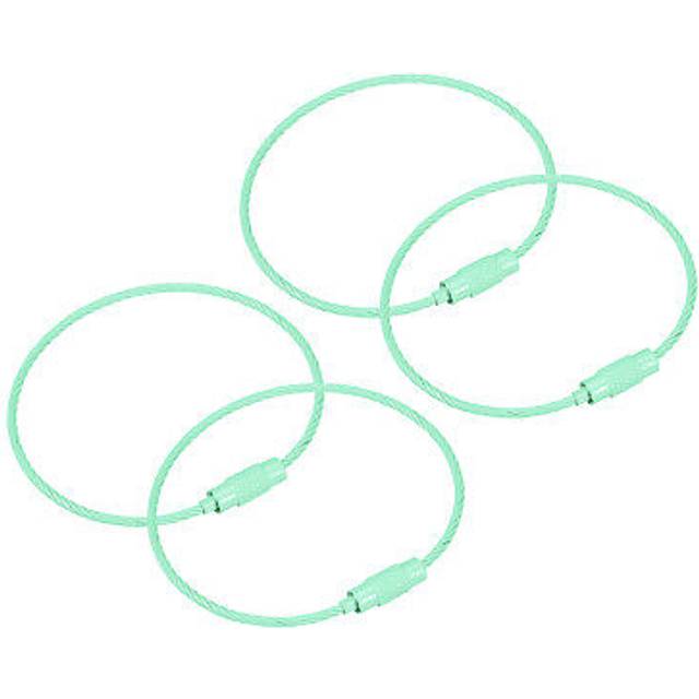 4pack cable key rings, 6-inch(155mm) wire keychain twist loops, mint green
