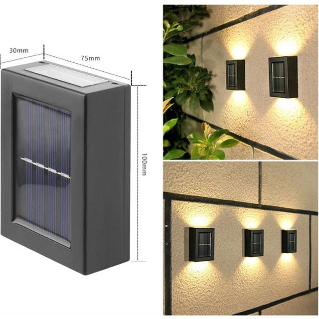 (A:2pc) Solar Wall Light Garden Courtyard Light Waterproof Up And Down Luminous Light