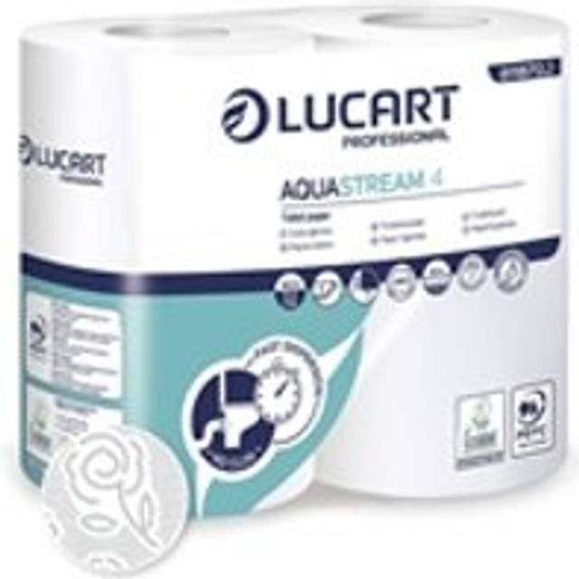 Lucart Aquastream 4 Conventional Toilet Rolls x4 Per Pack (Pack 56)