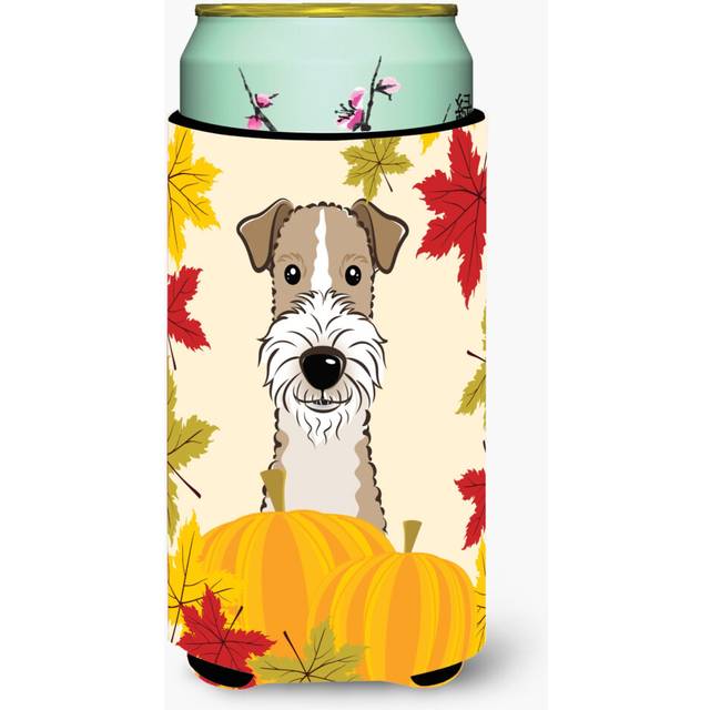 Caroline's Treasures BB2053TBC Wire Haired Fox Terrier Thanksgiving Tall Boy Hugger Koozie  Multicolor