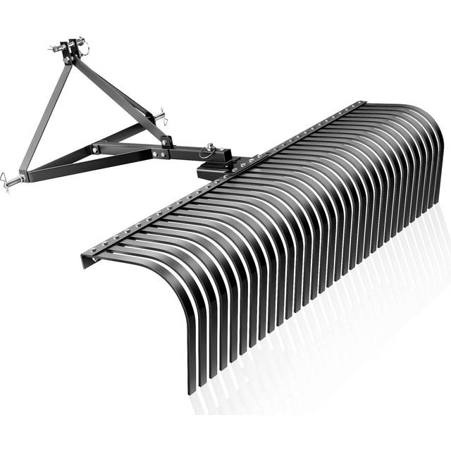 Wiltec Landscape Rake for Tractor with 3 Point Attachment 360 Degree Rotation 152 cm Working Width Grass Lawn Tow-Behind Garden Tool